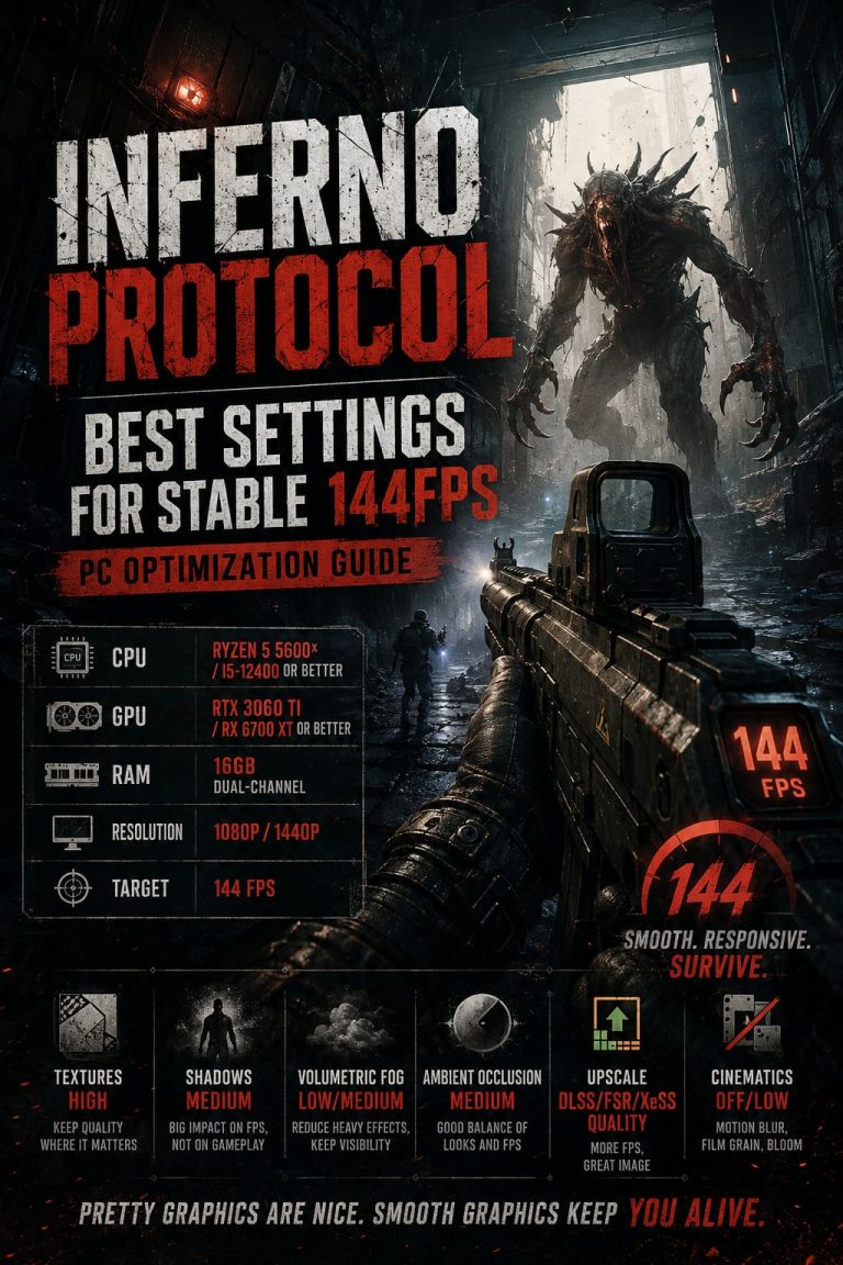 Inferno Protocol Best Settings for Stable 144FPS: PC Optimization Guide